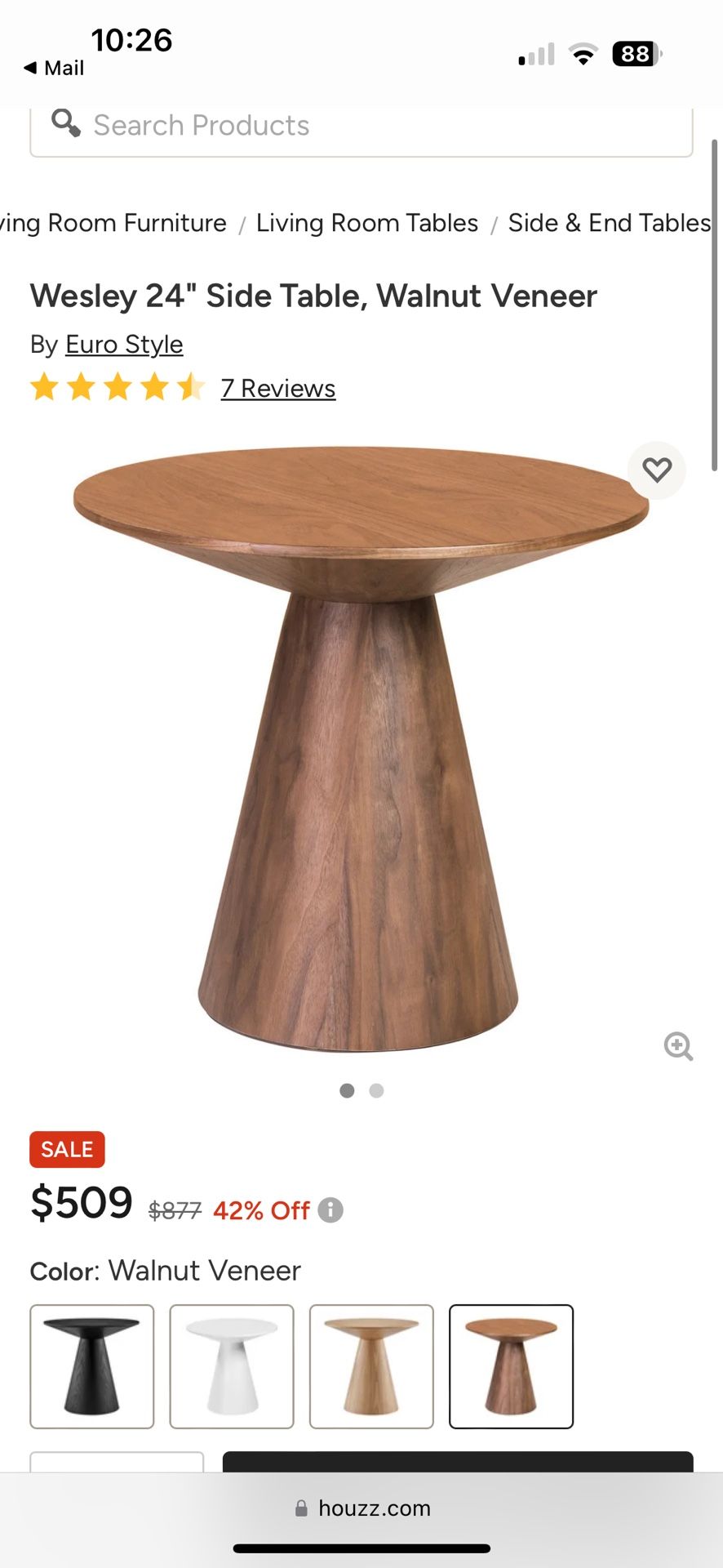 2 Walnut End Tables