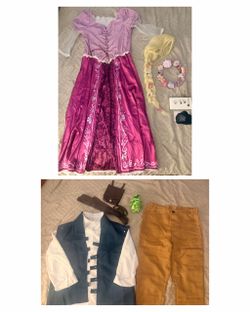Halloween Costumes Tangled Rapunzel (Size L/XL) & Flynn Rider with Pascal Plush (Size M/L)