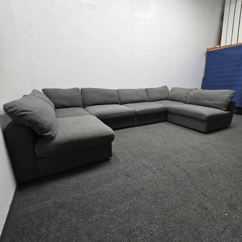 Can Deliver! Gray Modular 6 Piece Sectional Sofa Couch