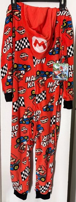 Boys XS (4/5) Mario Kart Hooded One-Piece Pajama Onesie