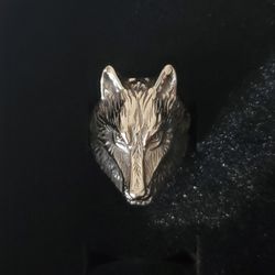 Stainless Steel Wolf's Head Ring Size 10