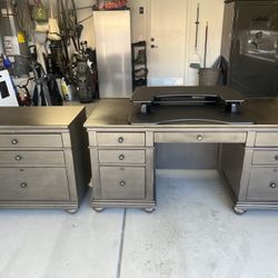 Executive Desk And File Cabinet With Standing Desk