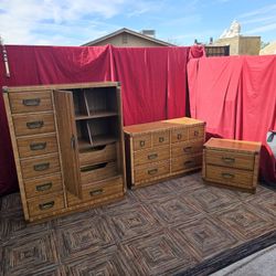 Mid-century Rattan Bedroom Set