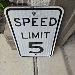 Vintage Porcelain Speed Limit 5 Sign