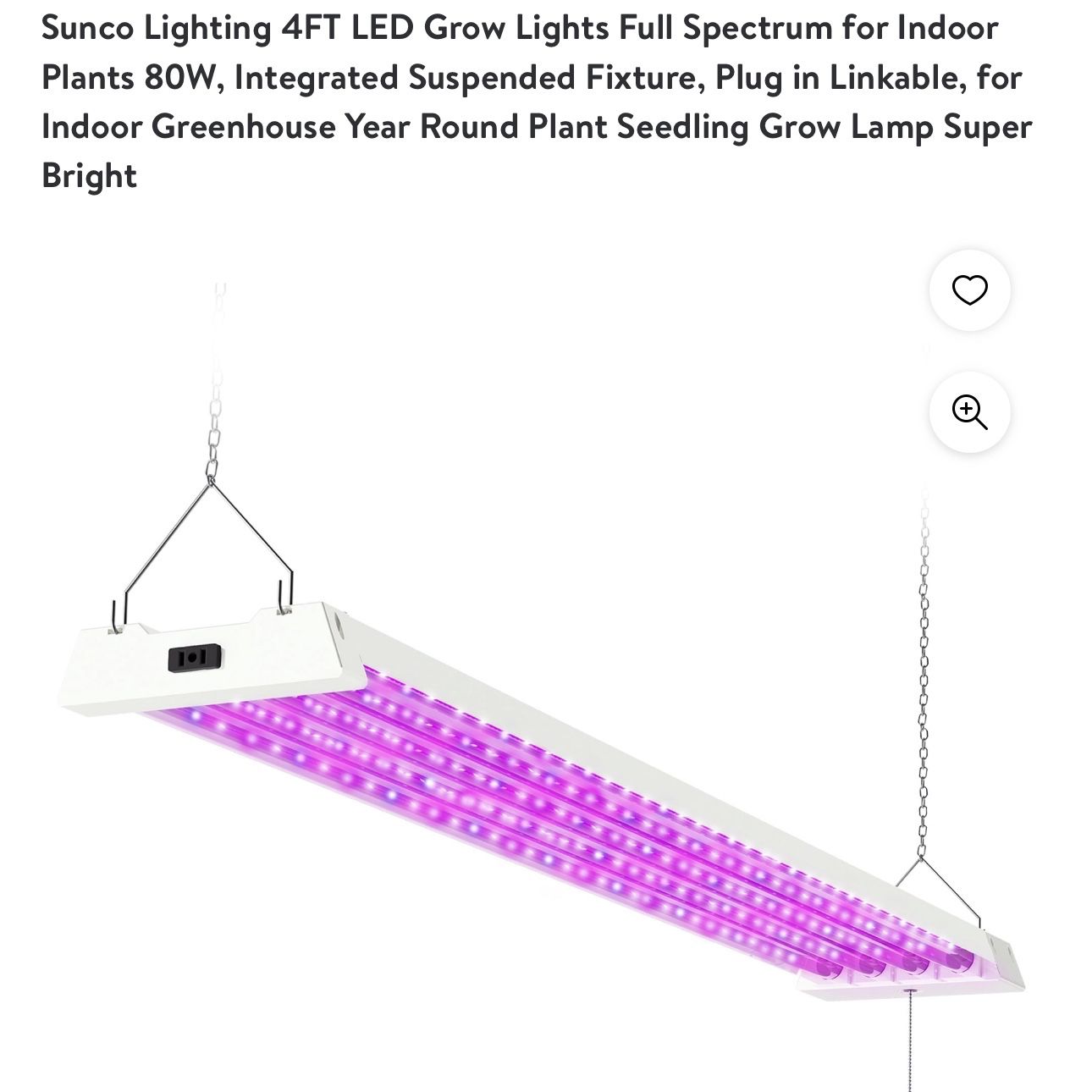 Sunco Lighting 4FT LED Grow Lights Full Spectrum for Indoor Plants 80W