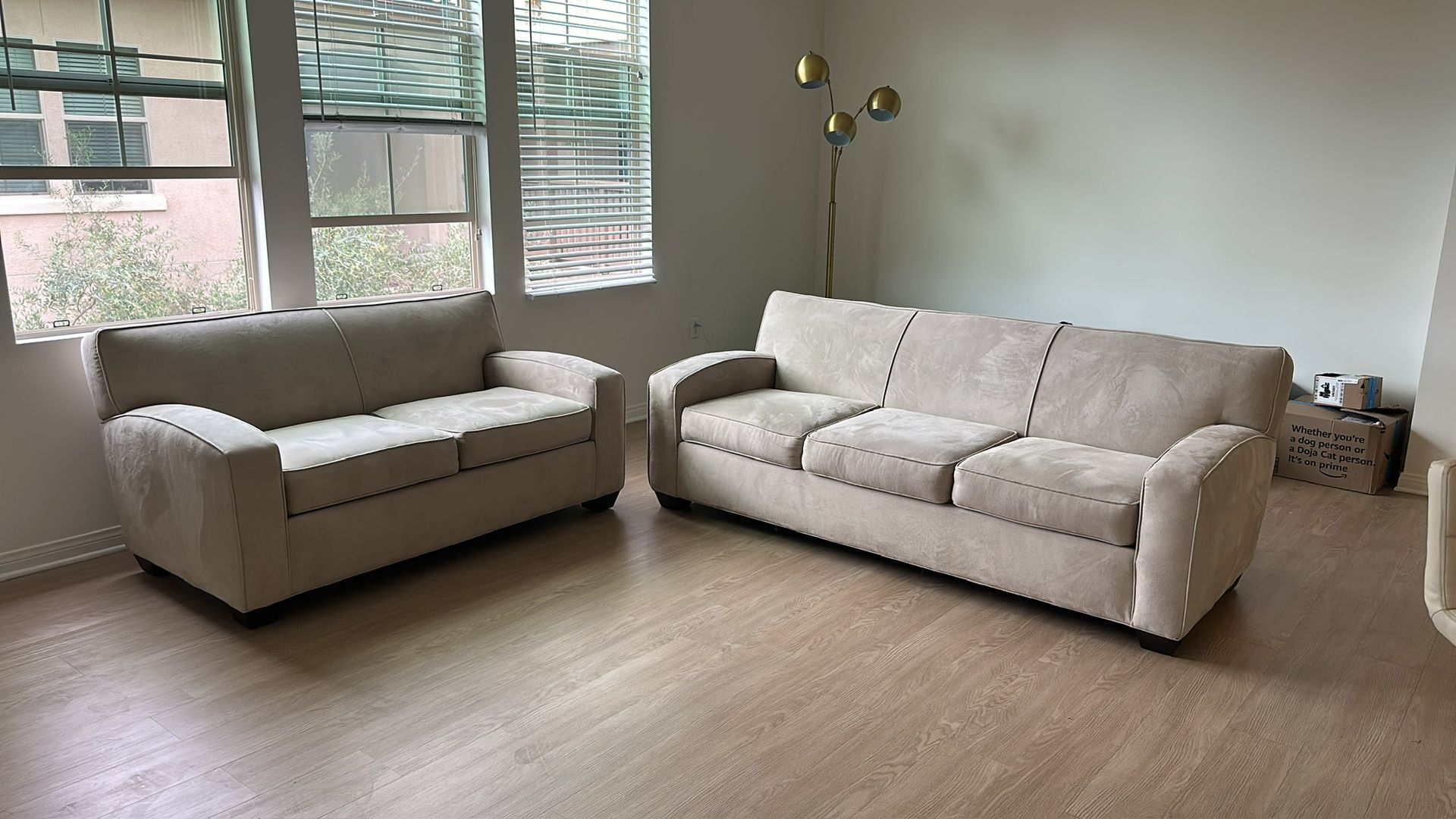 Light Beige Sofa Set (Gently Used)