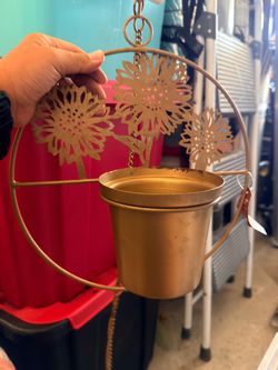 Hanging Metal Planter with Sunflower Cutout Design (4 set)