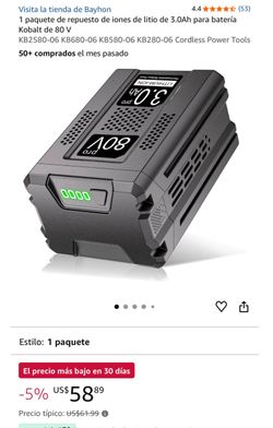 1 Replacement 3.0Ah Lithium-Ion Battery Pack for Kobalt 80V KB2580-06 KB680-06 KB580-06 KB280-06 Cordless Power Tools
