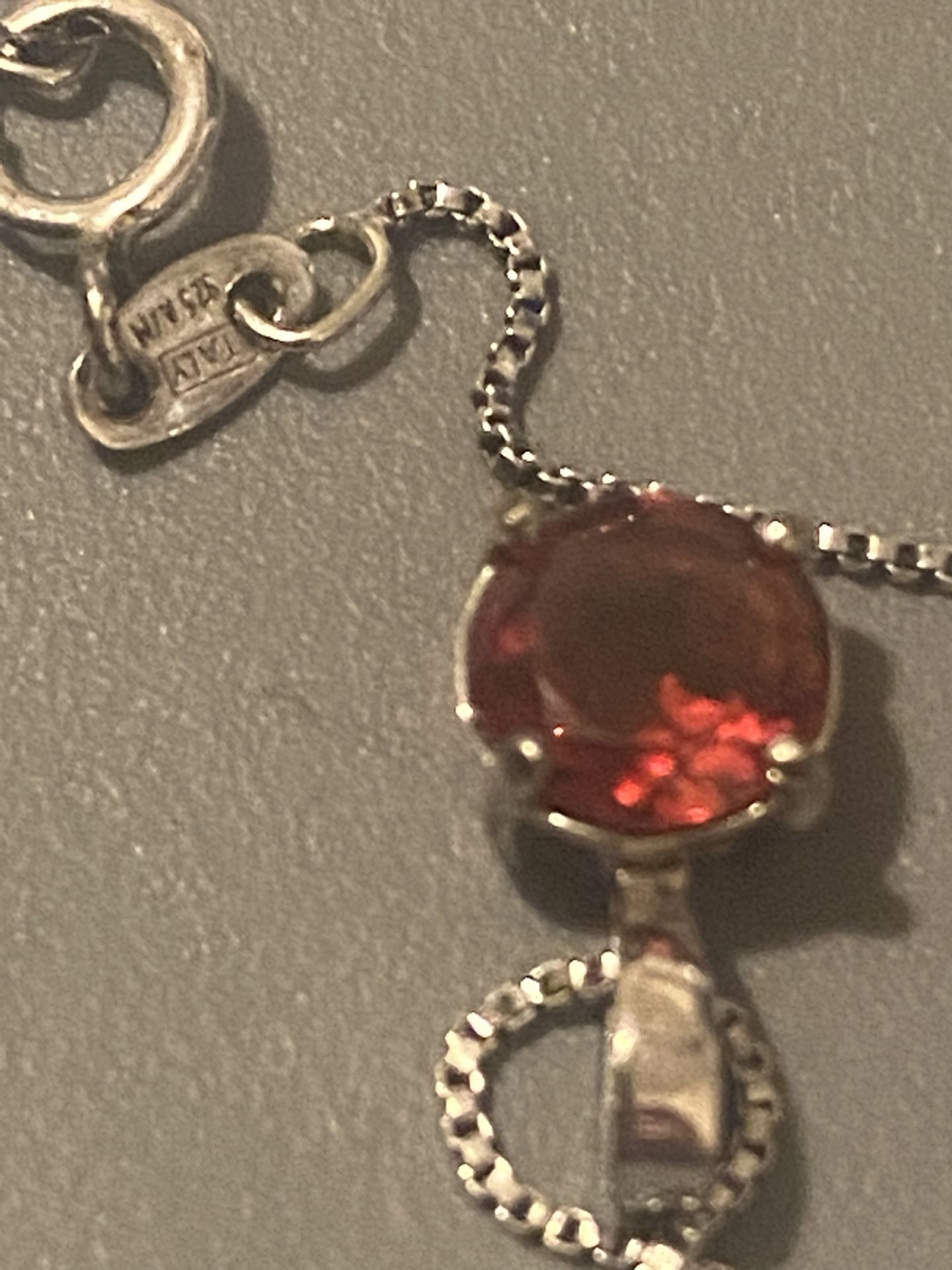 Jewels For Health Care - 100% Real Imported Garnet Pendant Necklace In Pure Silver Setting