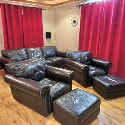 Leather Couch And Two Matching Chairs 