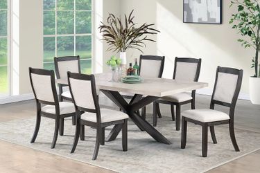 NEW  TWO TONED DINING TABLE WITH CHAIRS