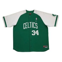 VINTAGE NIKE BOSTON CELTICS PAUL PIERCE WARM UP SHIRT JERSEY 2XL XXL STITCHED 34