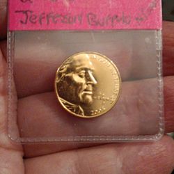 Rare 2005 Golden Jefferson Buffalo Bison Nickel
