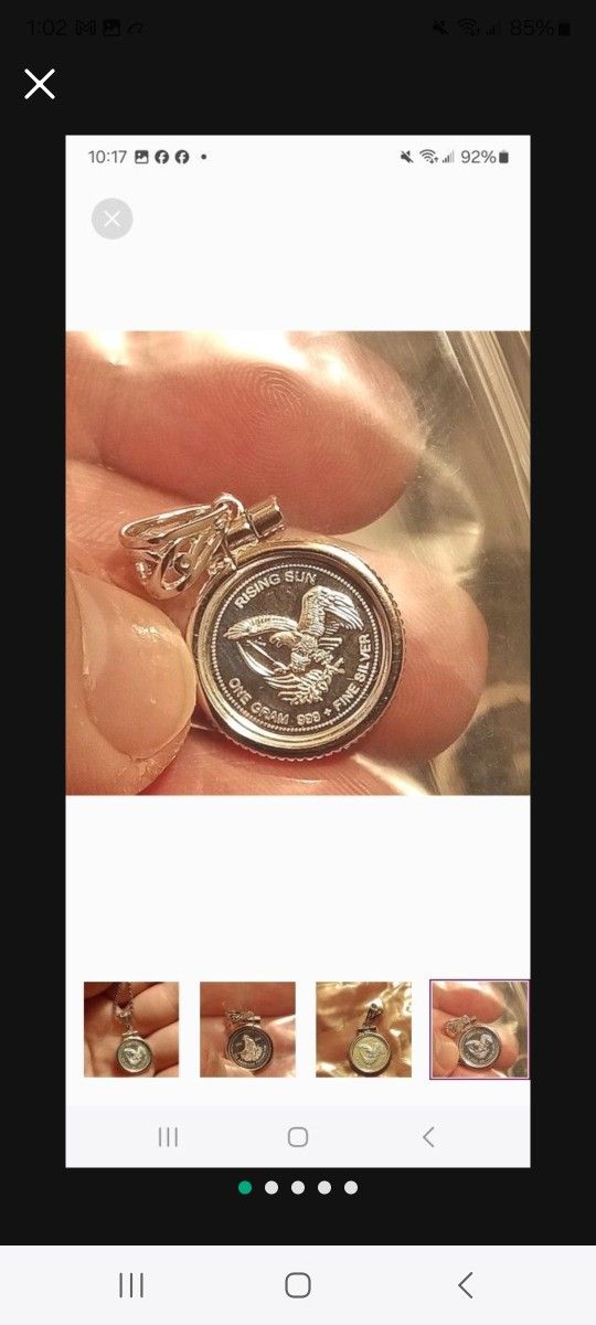 Pendant. 999 Fine Silver With Bezel Prospector Round