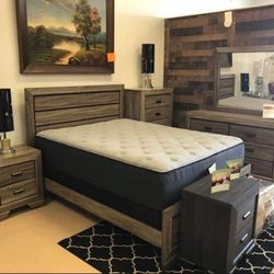 Gray Bedroom Set Queen or King Bed Dresser Nightstand Mirror Chest Options beechnut 