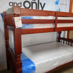 Twin Over Twin Cherry Bunk Bed