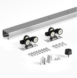 FINOSEN 7FT Sliding Pocket Door Hardware Track Kit, Aluminum, Commercial Grade, Top Mount, Heavy Duty, Smoothly And Quite, Easy To Install For 32-42 D
