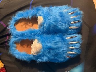 Bravest Studios Blue Fur Monster Claw Slippers