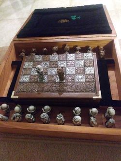Chess and Baggamon board with crystallized pieces all in one