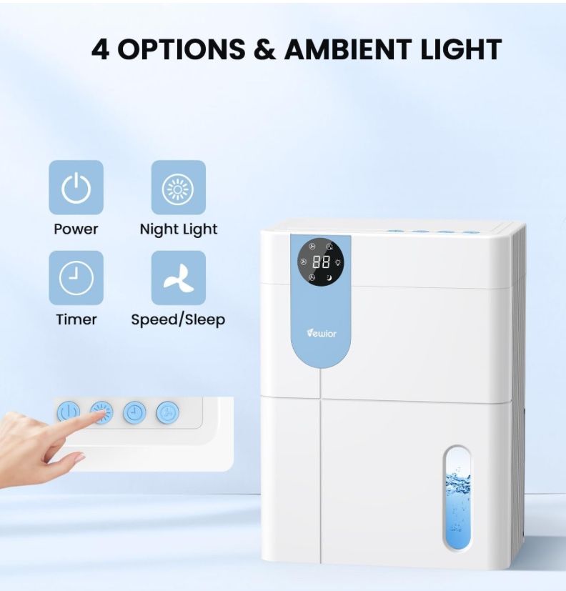 Vewior PC450B White Auto Shut Off 60W 240V Dehumidifier