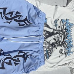 Graphic design t shirt size M color blue,white and black