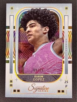 2025-26 Panini Signature Series Basketball Karim Lopez Gold Plaid /15 First #69