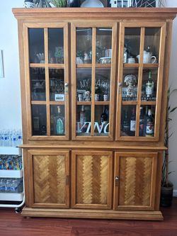 Vintage wood china hutch