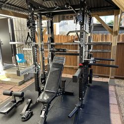 Smith Machine 400 | Adjustable Bench | 245lb Cast Iron Olympic Weights | 7ft Olympic Bar | Fitness | Gym Equipment | FREE DELIVERY/INSTALLATION 🚚 🛠️