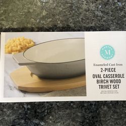 Martha Stewart 2-piece Cast Iron Casserole Set-new