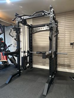 PRO SERIES Ultimate 3-1 Half Rack Functional Trainer w/Smith Machine Bar | 400lb Stack | Gym Equipment | Fitness | Commercial | Squat Rack FREE DELIVE