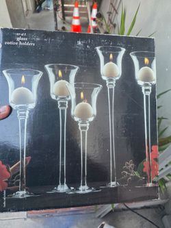 Set of 5 Glass Votive Candle Holders