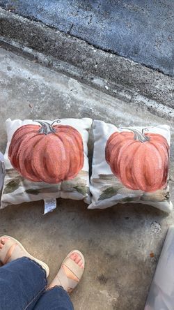 Pumpkin Print Throw Pillows Set of 2
