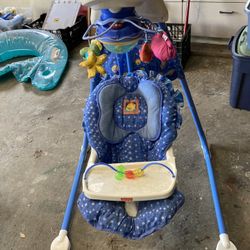 Battery Operated Baby Swing-swings Sideways And Seat Turns So Can Go Other Direction No Safety Strap Need Gone ASAP 