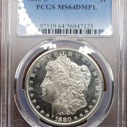 1880-S $1 Morgan Dollar Graded MS64 DMPL By PCGS, Stunner! PQ++ (Firm)