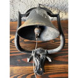 Cast Iron Wall Mount Bell with Longhorn Base