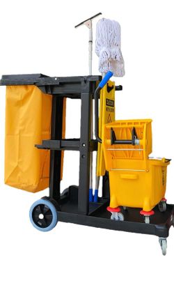 Janitorial Cart, Commercial, Yellow/Grey
