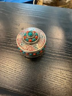 Stone and Metal Pill Box