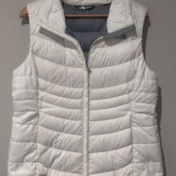 The North Face 550 Down Vest Women Large White Puffer Lightweight Jacket