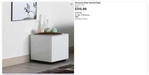 White gloss coffee end table new in box
