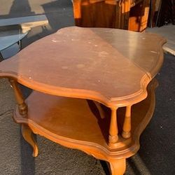 Antique Solid Wood 2 Tiered  Table