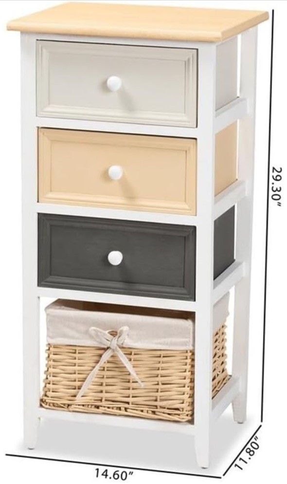 Baxton Studio
Adonis 3-Drawer Storage Unit with Basket
