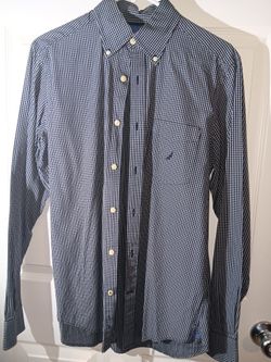 Nautica 80s Two -ply  Black Men's Dress Shirt Size Large 