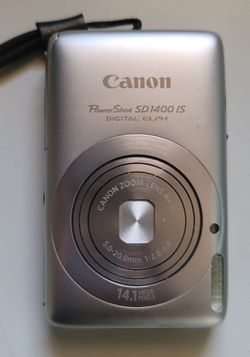 Canon PowerShot SD1400 IS 14.1MP Digital ELPH Silver Camera Tested W Charger/Original Canon Battery