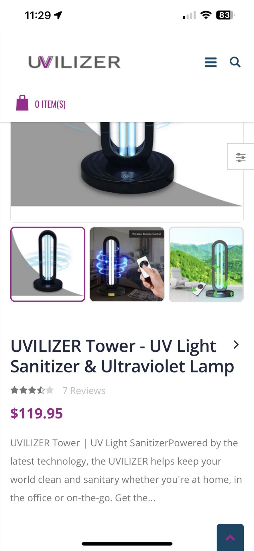 UVILIZER Tower - UV Light Sanitizer & Ultraviolet Lamp