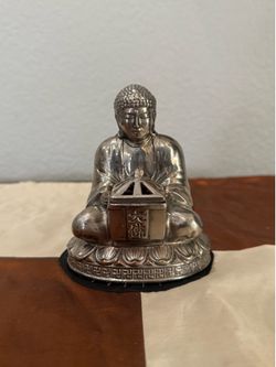 VTG Japanese Bronze (Silver Plated) Kamakura Buddha W/An Ornate Incense Burner