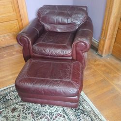 Leather Chair and Ottoman 