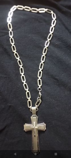 Stainless steel big link chain with Cross