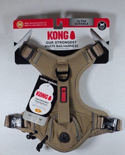 KONG Ultra Durable Dog Harness Tan Medium Waste Bag Pocket