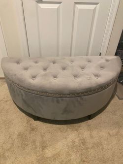 Velvet Tufted Half-Circle Storage Ottoman Bench