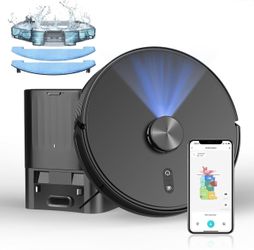 3 in-1 Robot Vacuum and Mop Combo with Self-Emptying Dock for 60 Days，LiDAR Navigation,4500Pa Strong SuctionApp/WiFi/Alexa Control, Self-Charging, Rep